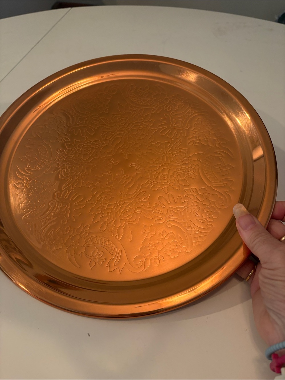 Vintage Princess House etched copper serving plate new in box